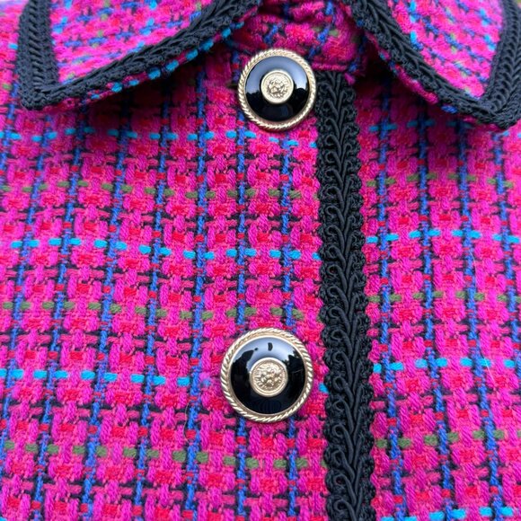 Gorgeous Fushia and Blue Tweed Adrianna Papell 2 Piece Skirt Suit- Size 12 - Picture 2 of 5